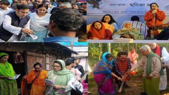 বরিশালে প্রার্থীর জন্য ভোট চাইতে প্রচারণার মাঠে স্ত্রী-সন্তানরা