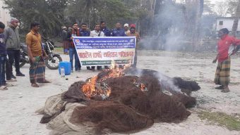 ঝালকাঠির নলছিটিতে বিশেষ কম্বিং অপারেশনে অবৈধ জাল জব্দ