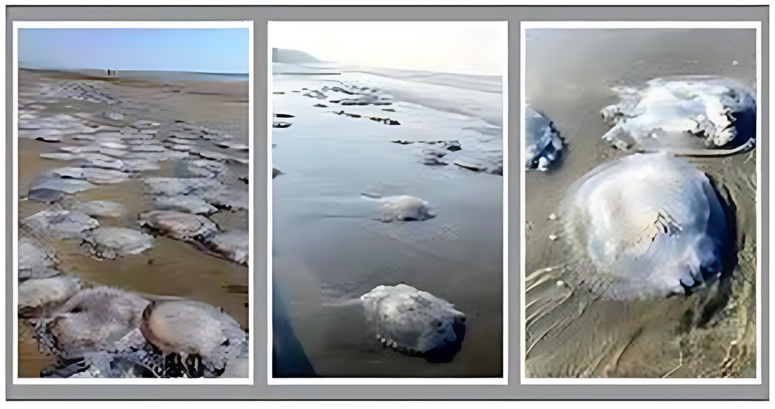 কুয়াকাটা সৈকতে ভেসে আসছে মৃত জেলিফিশ