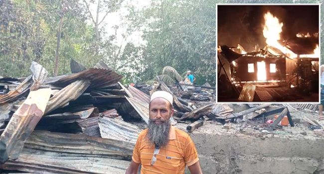 মির্জাগঞ্জে আগুনে পুড়ে ছাই ২টি বসতঘর