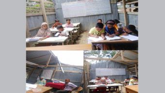 ঘূর্ণিঝড় রেমাল : মির্জাগঞ্জে খোলা আকাশের নিচে চলছে পরীক্ষা