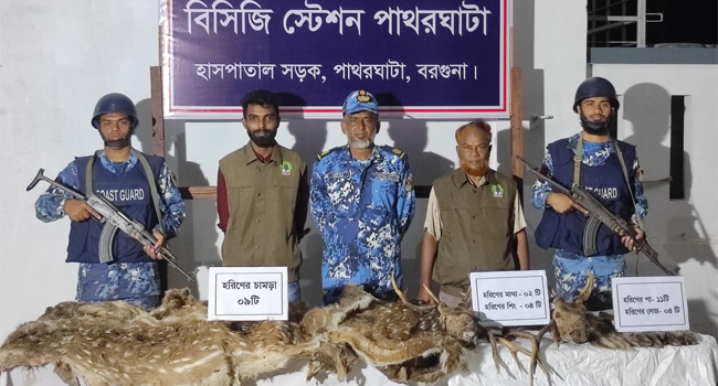 বিষখালী নদী থেকে হরিণের মাথা-চামড়া উদ্ধার
