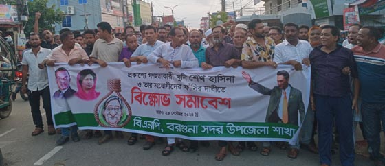 বরগুনায় উপজেলা বিএনপির বিক্ষোভ সমাবেশ