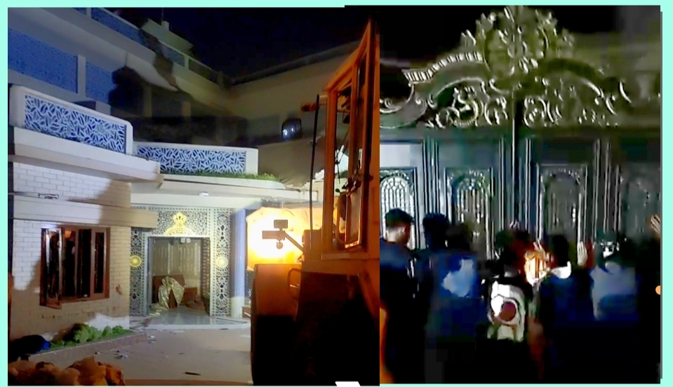 বরিশালে আমুর বাসভবন গুড়িয়ে দিলো বিক্ষুব্ধ ছাত্র-জনতা