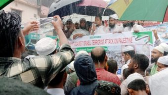 তজুমদ্দিনে মার্চ ফর প্যালেষ্টাইনে বৃষ্টি উপেক্ষা করে মানুষের ঢল