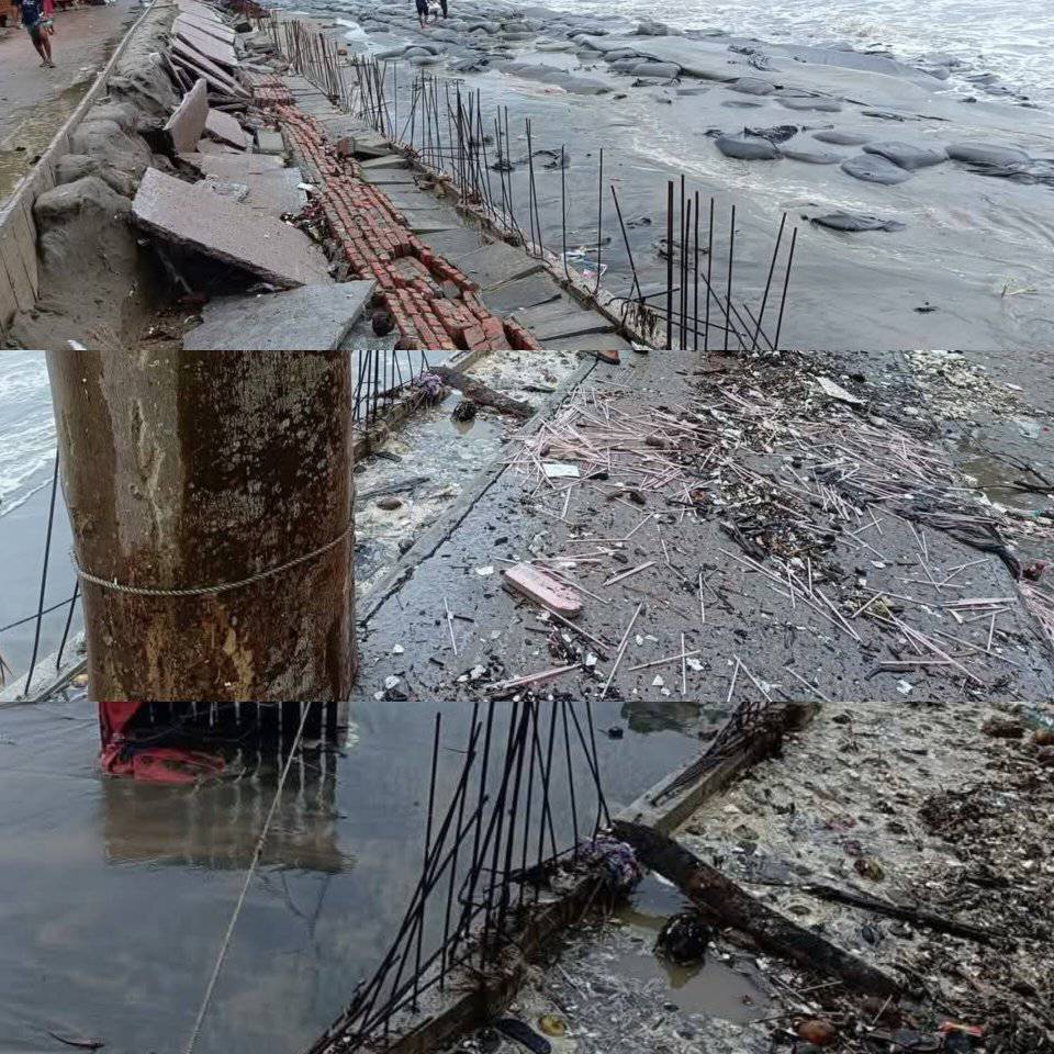 কলাপাড়ার কুয়াকাটায় জলোচ্ছ্বাস তান্ডবে, চার কোটি টাকার সড়কের বেহাল দশা
